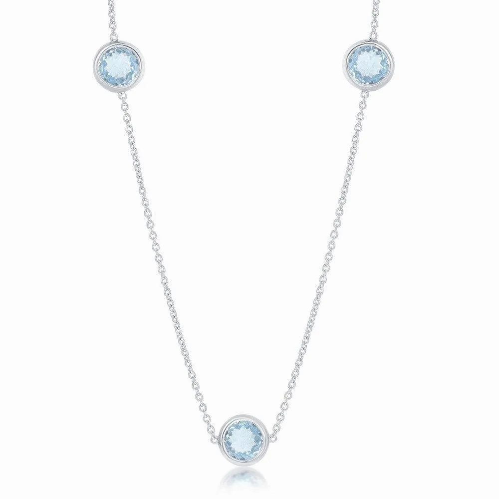 Sterling Silver Bezel-Set 26.964cttw Blue Topaz Necklace