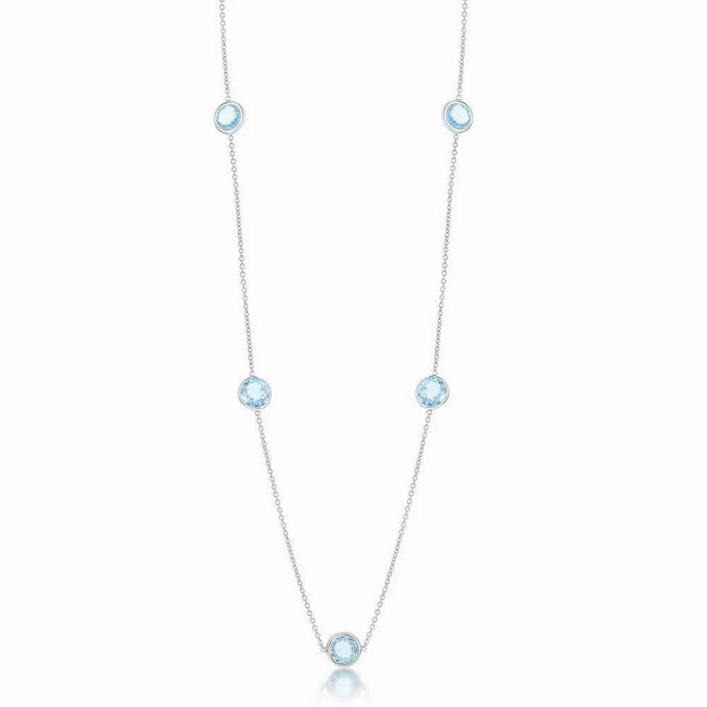 Sterling Silver Bezel-Set 26.964cttw Blue Topaz Necklace
