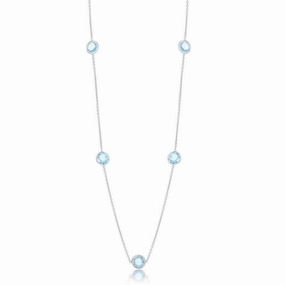 Sterling Silver Bezel-Set 26.964cttw Blue Topaz Necklace suit-set  