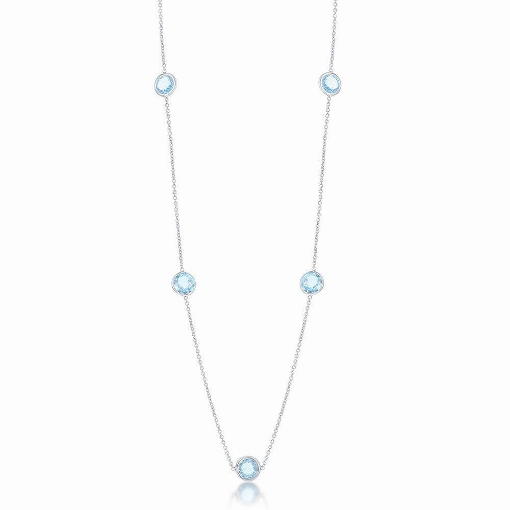 Sterling Silver Bezel-Set 26.964cttw Blue Topaz Necklace suit-set  