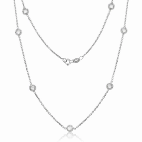 Sterling Silver Bezel Set Faceted CZ Necklace suit-set  