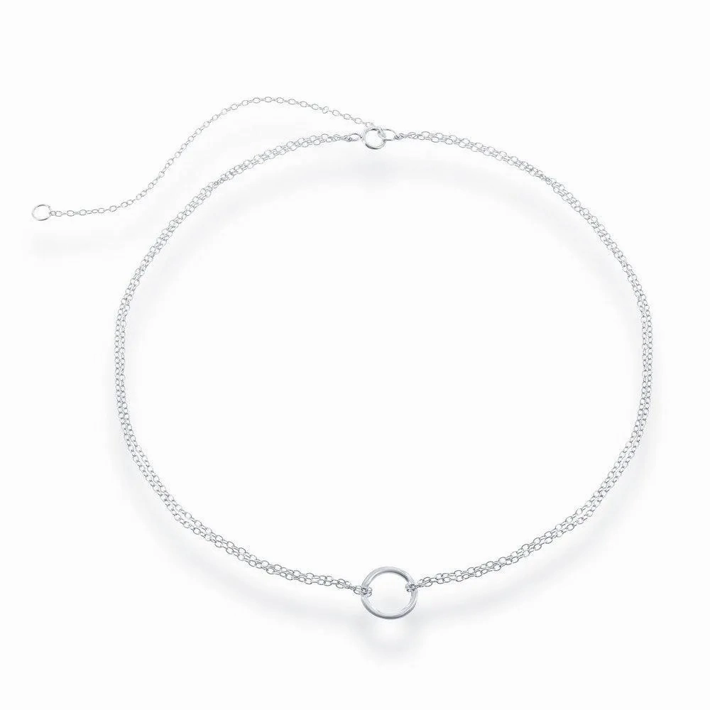 Sterling Silver Center Open Circle Choker