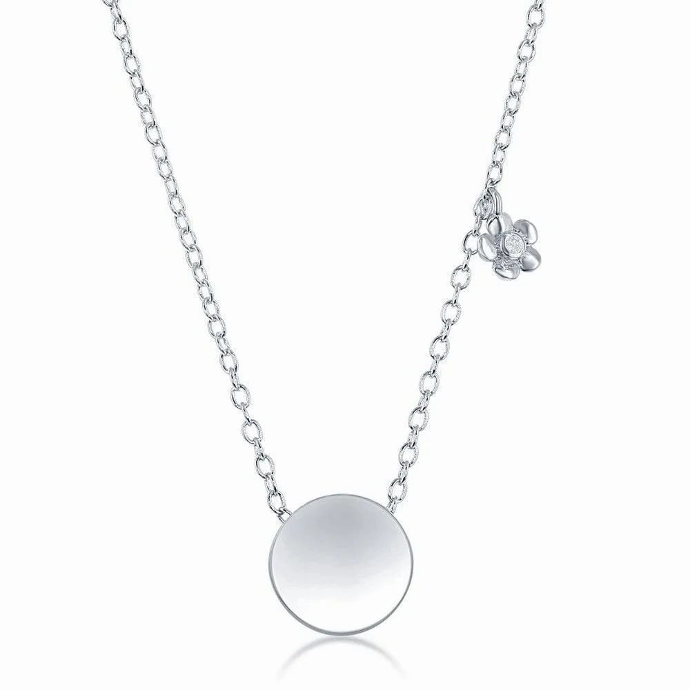 Sterling Silver Circle Necklace and Earrings Set