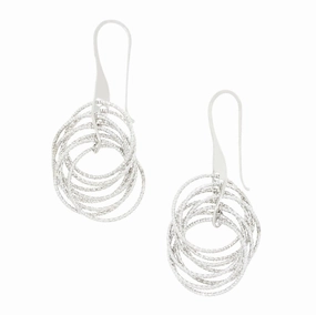 Sterling Silver Diamond Cut Multi Ring Spiral Ladies Drop Earrings ear-earrings  