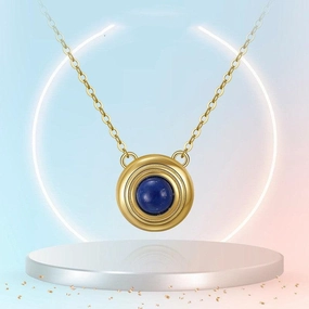 Sterling Silver Earrings Natural Lapis Lazarus 14K Gold Round Inlaid 