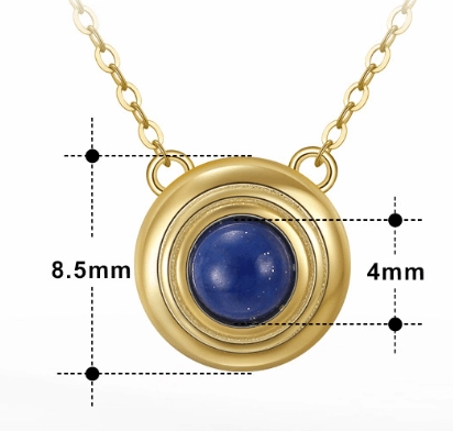 Sterling Silver Earrings Natural Lapis Lazarus 14K Gold Round Inlaid