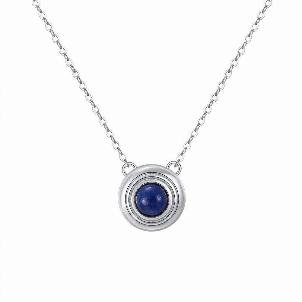 Sterling Silver Earrings Natural Lapis Lazarus 14K Gold Round Inlaid