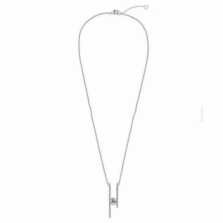 Sterling Silver Fairy Asymmetric Moissanite Micro-inlaid All-match Fashion Sweater Necklace