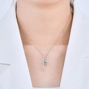 Sterling Silver Fairy Asymmetric Moissanite Micro-inlaid All-match Fashion Sweater Necklace 