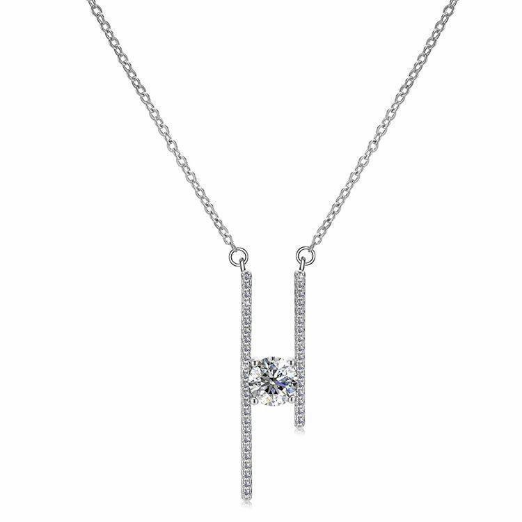 Sterling Silver Fairy Asymmetric Moissanite Micro-inlaid All-match Fashion Sweater Necklace