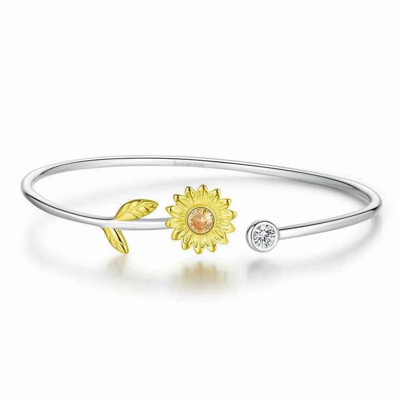 Sterling Silver Fashion Daisy Bracelet Female