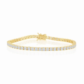 Sterling Silver GP 3mm Prong-Set Round CZ Tennis Bracelet suit-set  