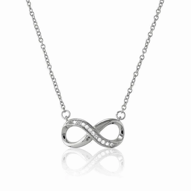 Sterling Silver Half White Topaz Infinity Necklace