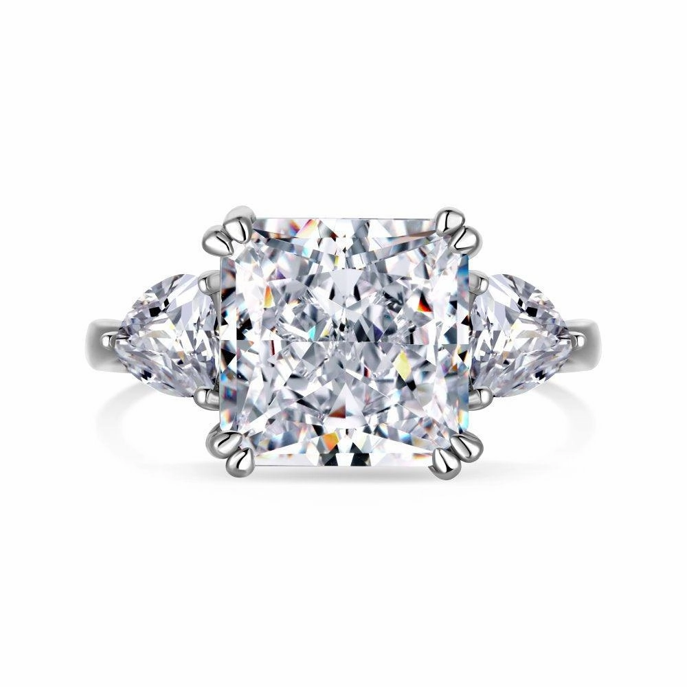 Sterling Silver High Carbon Diamond Ring Female Luxury