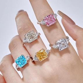 Sterling Silver High Carbon Diamond Ring Female Luxury 