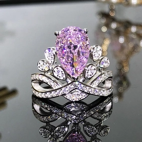 Sterling Silver Ins Vintage Royal Princess Water Drop Ring 