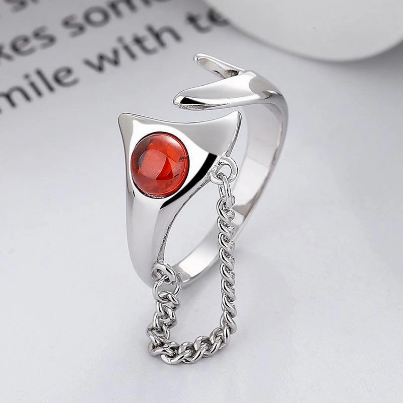 Sterling Silver Irregular Chain Jacinth Ring