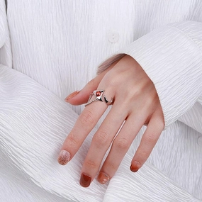Sterling Silver Irregular Chain Jacinth Ring 
