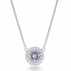 Sterling Silver June Birthstone CZ Necklace and Earrings Set suit-set  