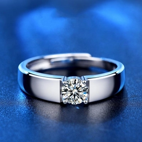 Sterling Silver Men's Platinum Mosan Ring 