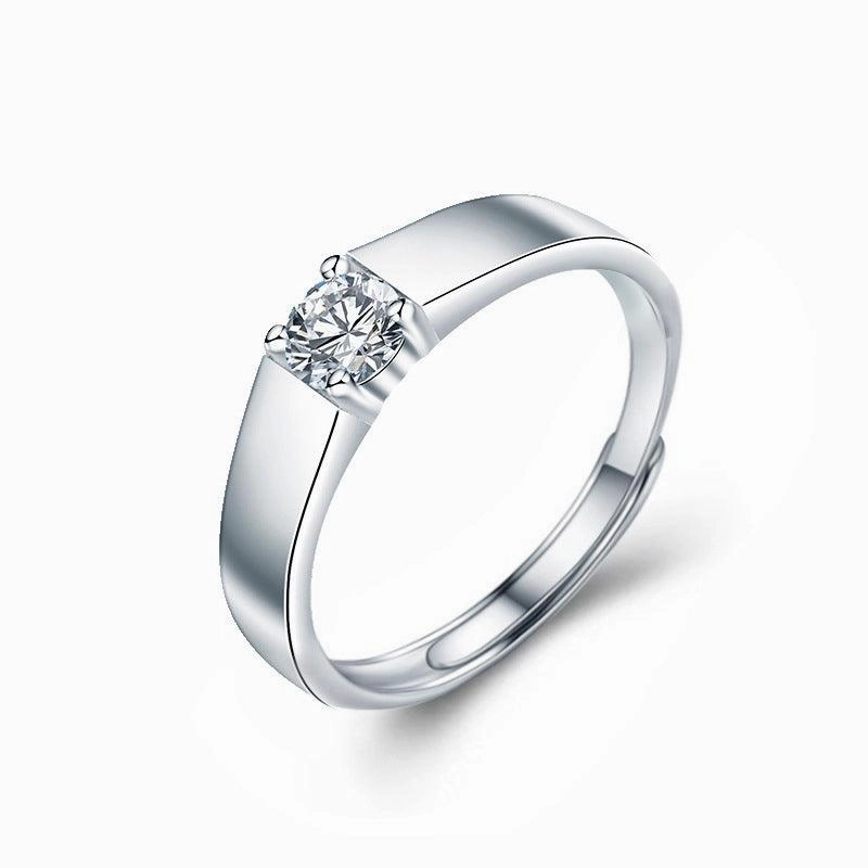 Sterling Silver Men's Platinum Mosan Ring