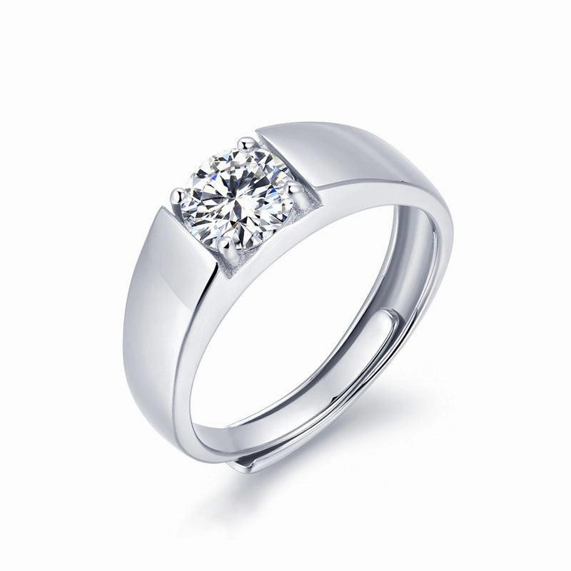 Sterling Silver Men's Platinum Mosan Ring