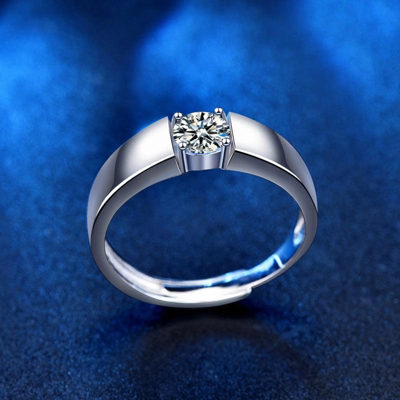 Sterling Silver Men's Platinum Mosan Ring