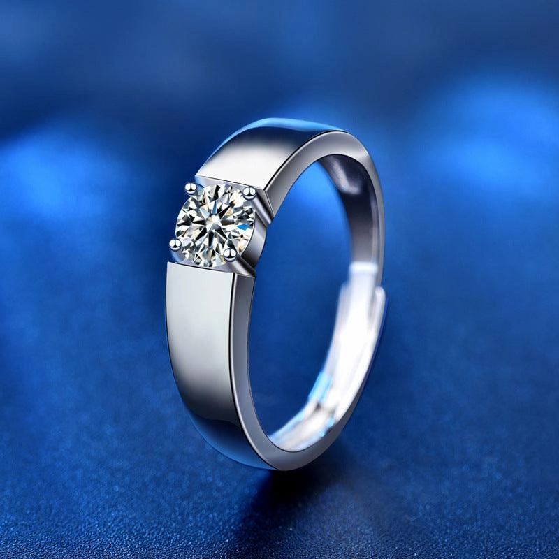 Sterling Silver Men's Platinum Mosan Ring