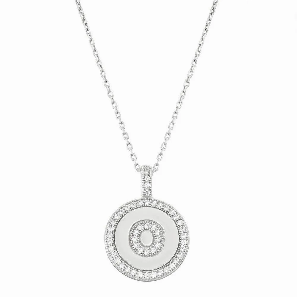 Sterling Silver Micro Pave Circle &quot;O&quot; Pendant Chain