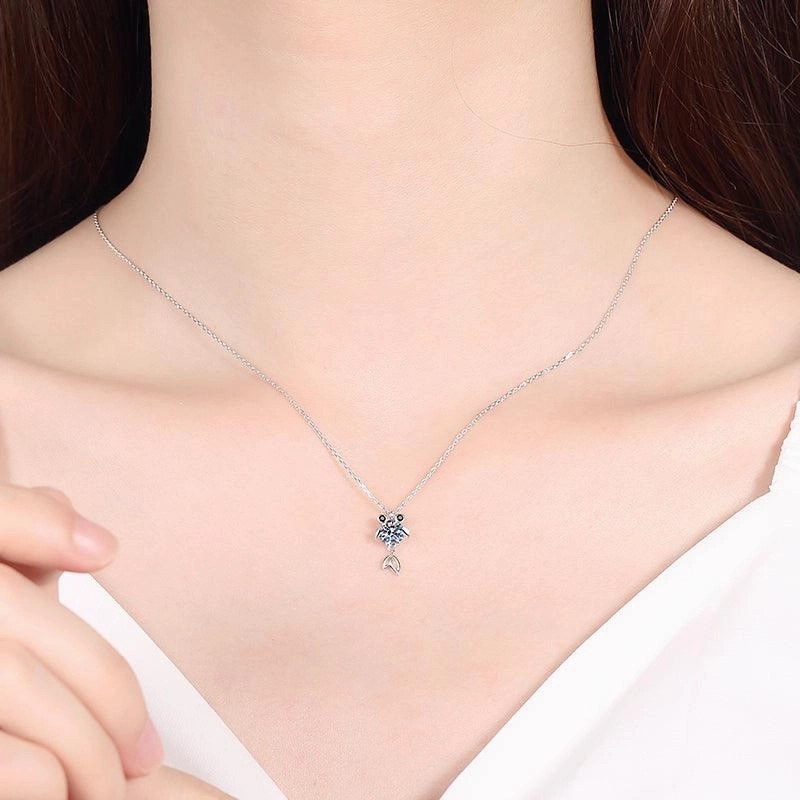 Sterling Silver Mosang Diamond Fish Necklace