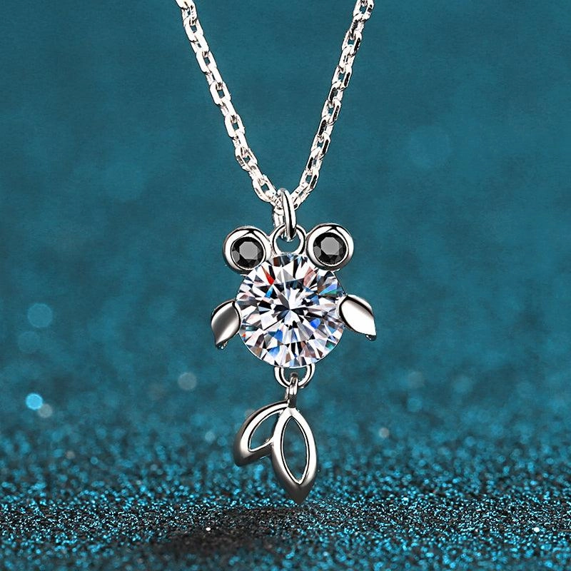 Sterling Silver Mosang Diamond Fish Necklace