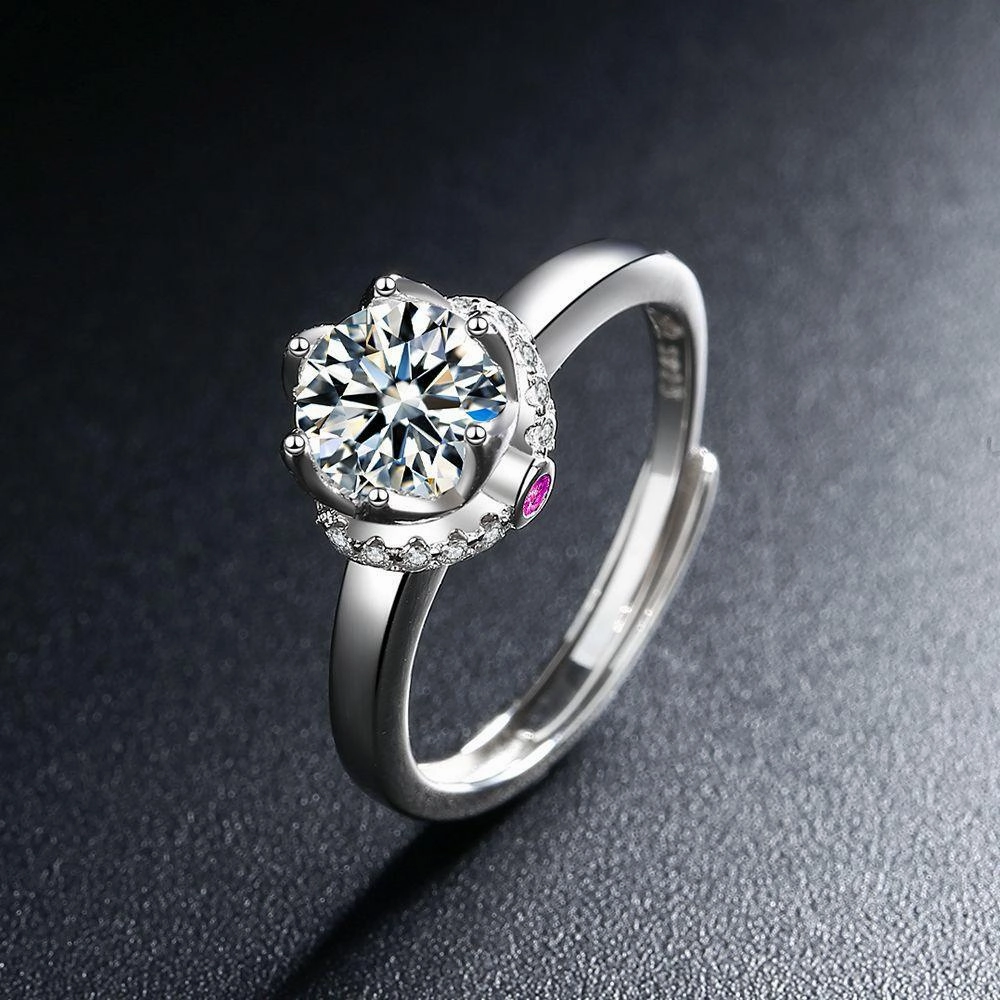 Sterling Silver Mosanne Diamond Ring