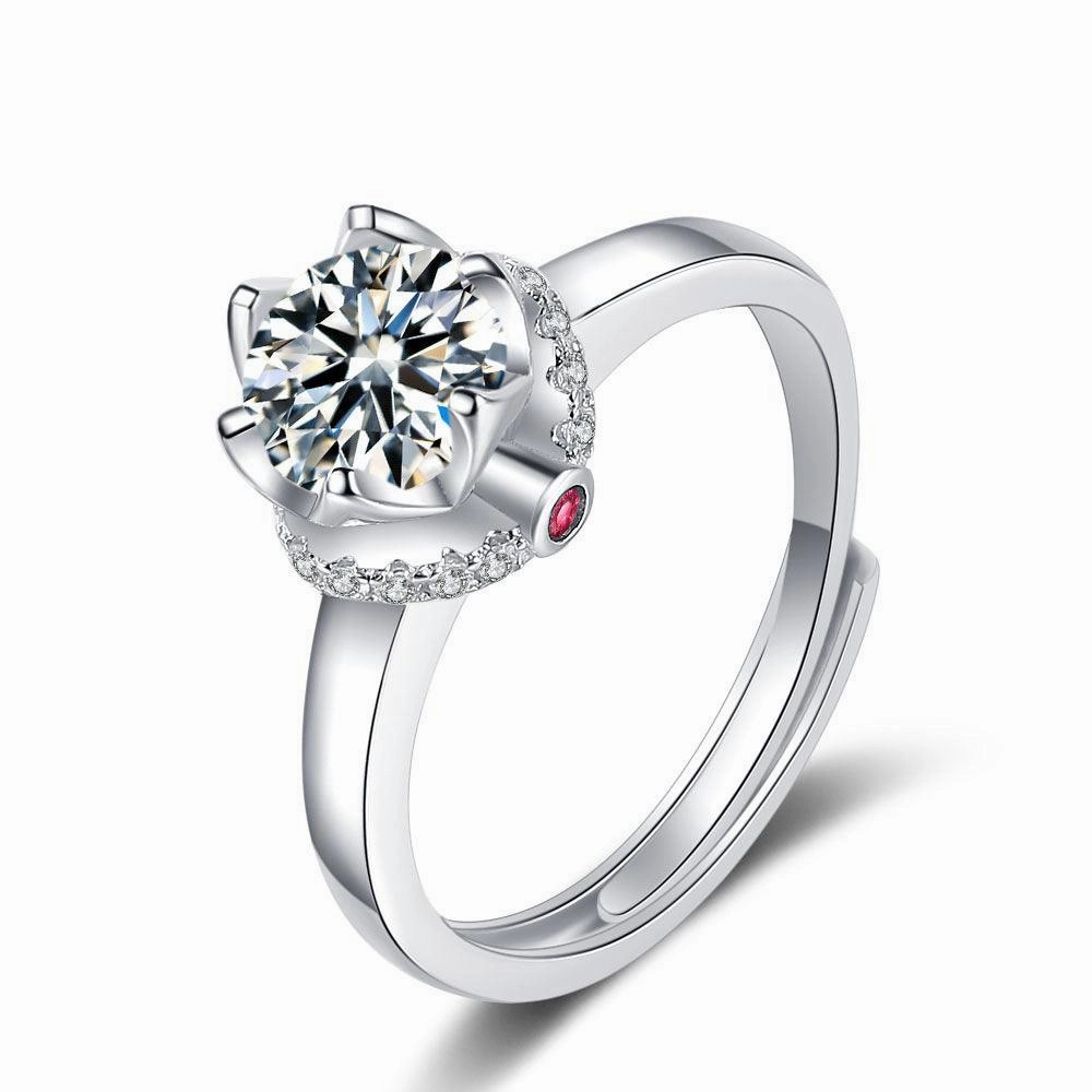 Sterling Silver Mosanne Diamond Ring