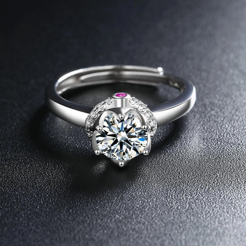 Sterling Silver Mosanne Diamond Ring