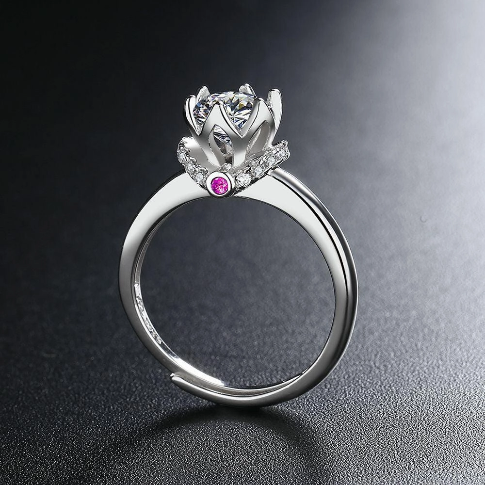 Sterling Silver Mosanne Diamond Ring 