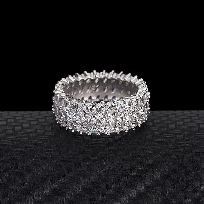 Sterling Silver Multi-row Luxury Zircon Ring
