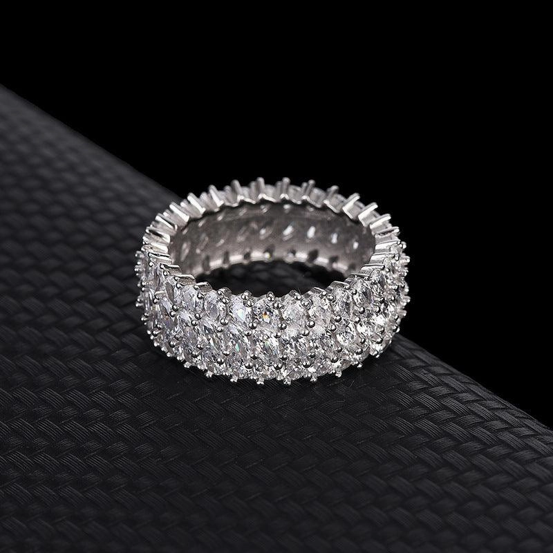 Sterling Silver Multi-row Luxury Zircon Ring