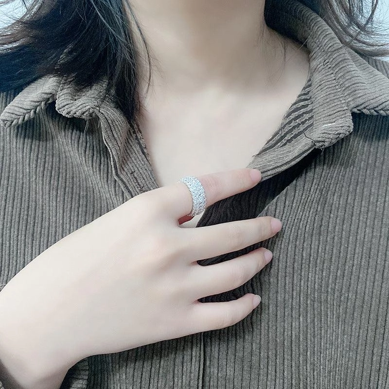 Sterling Silver Multi-row Luxury Zircon Ring