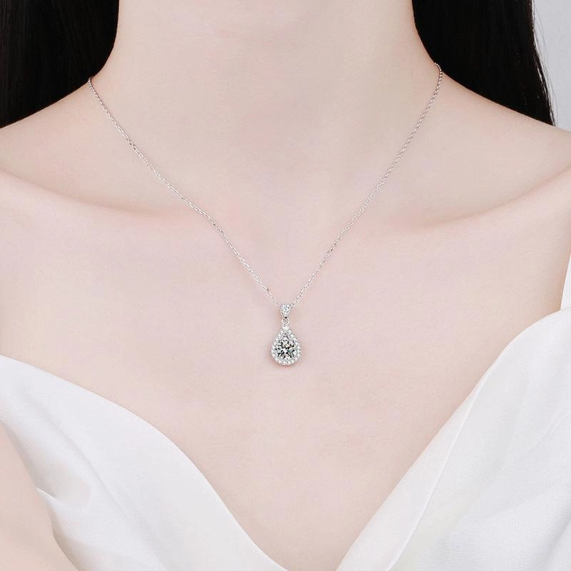 Sterling Silver Necklace For Women Moissanite Delicate 