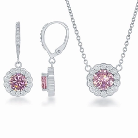 Sterling Silver October Birthstone Necklace and Earrings Set suit-set  