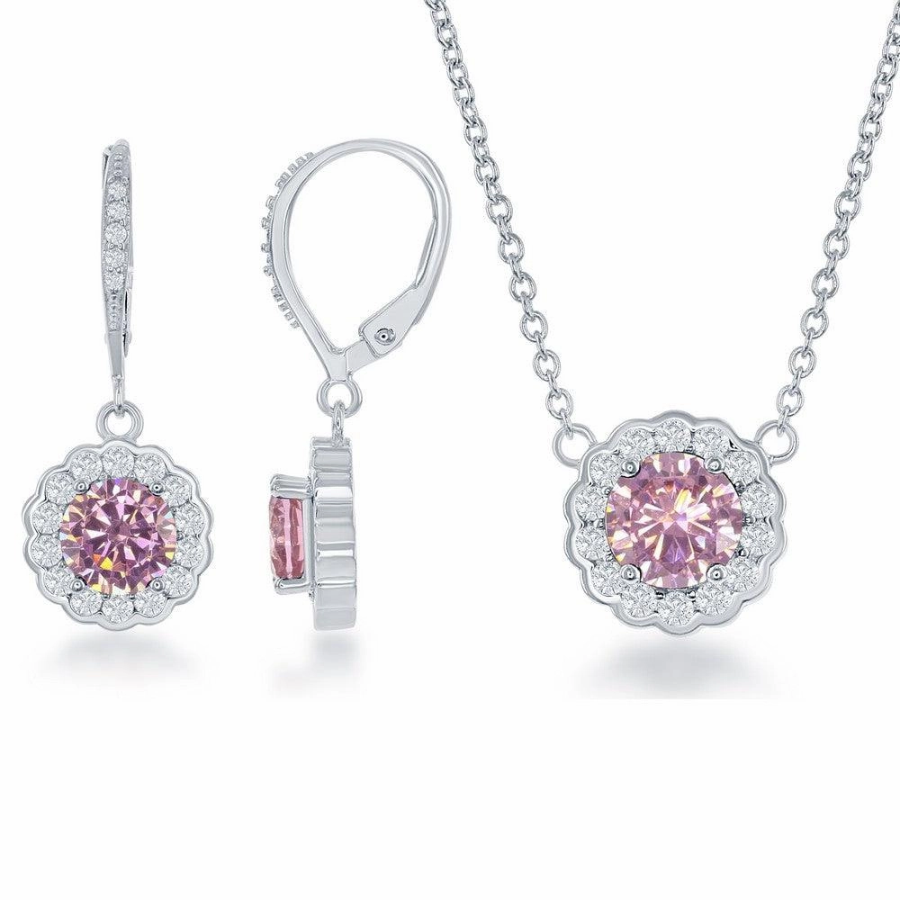 Sterling Silver October Birthstone Necklace and Earrings Set suit-set  
