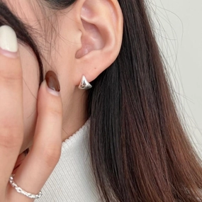 Sterling Silver Oval Earring Earrings Personality 
