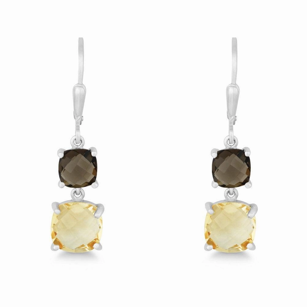 Sterling Silver Prong Set Double Drop Down Earrings suit-set  