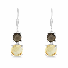Sterling Silver Prong Set Double Drop Down Earrings suit-set  