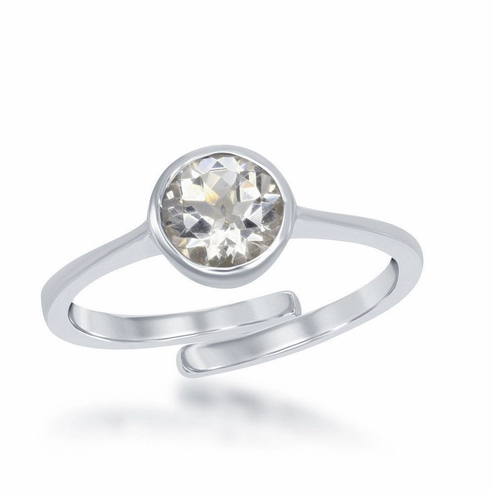 Sterling Silver "April" White Topaz Bezel Set Ring suit-set  