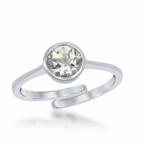 Sterling Silver "April" White Topaz Bezel Set Ring suit-set  
