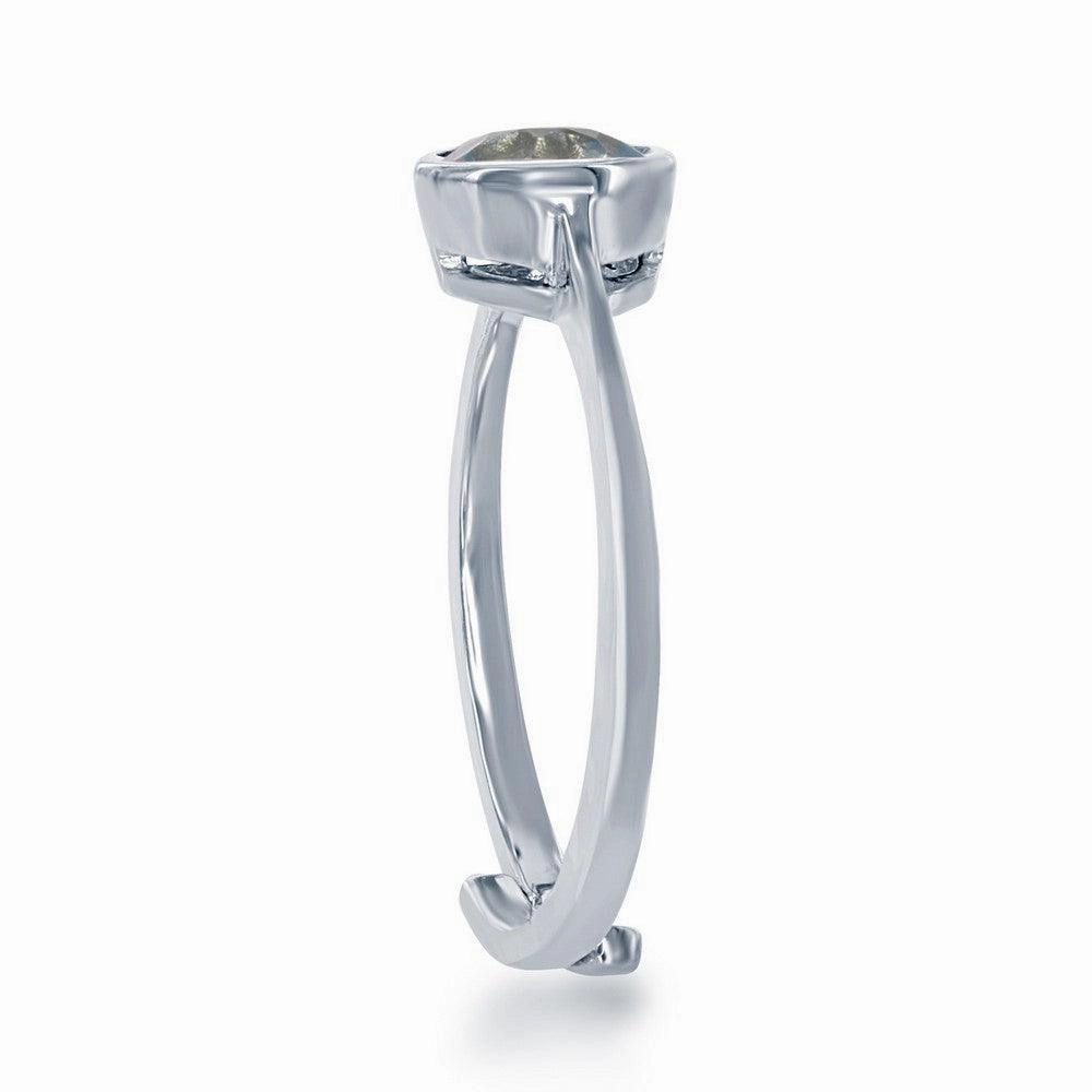 Sterling Silver "April" White Topaz Bezel Set Ring