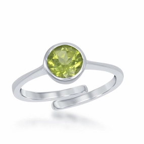 Sterling Silver "August" Peridot Bezel Set Ring suit-set  