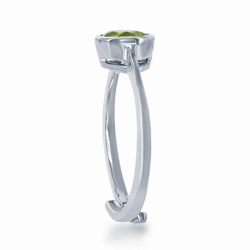 Sterling Silver "August" Peridot Bezel Set Ring