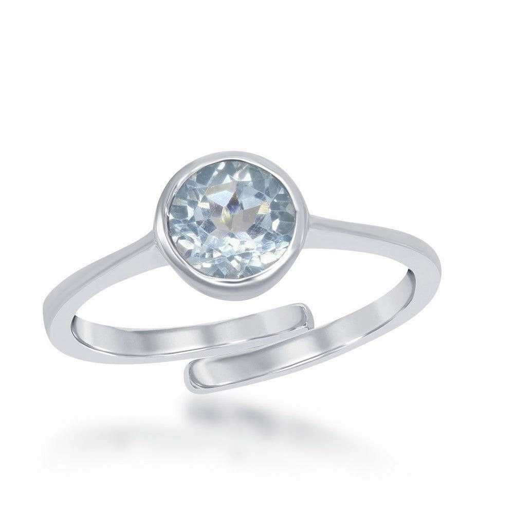 Sterling Silver "December" Blue Topaz Bezel Set Ring suit-set  